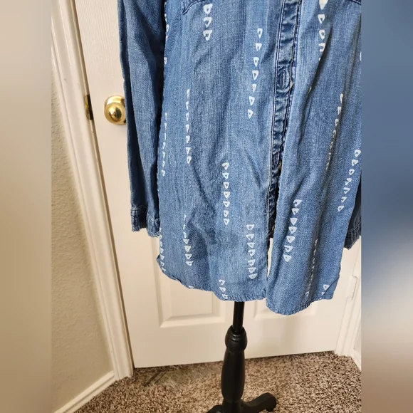 Cloth & Stone Anthropologie Denim Blue Button-Down Shirt Dress S - Picture 6 of 9